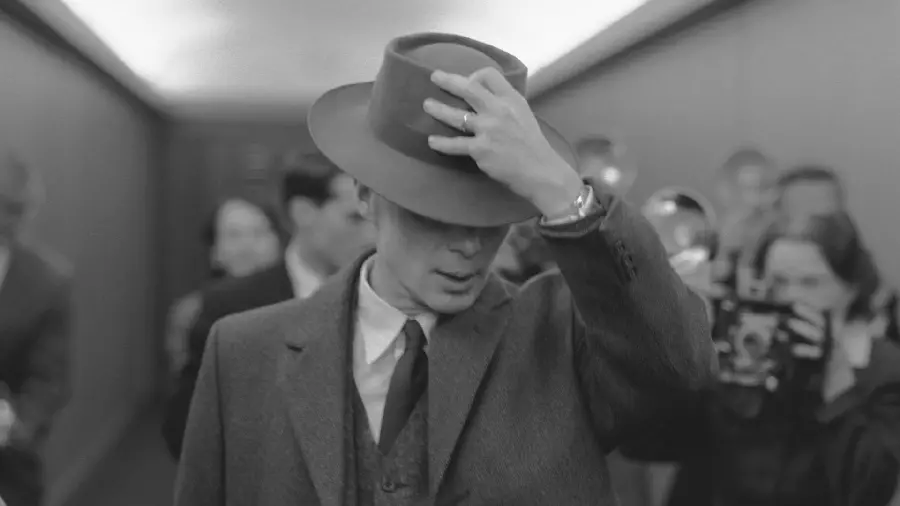 A very stylish background of Oppenheimer with a hat on his head with high quality 
