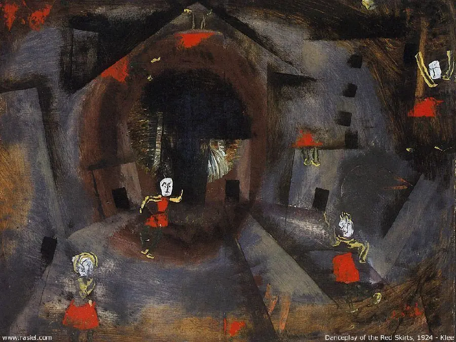 danceplay of the red skirts 1924 Dance of the Red Skirts by Paul Klee