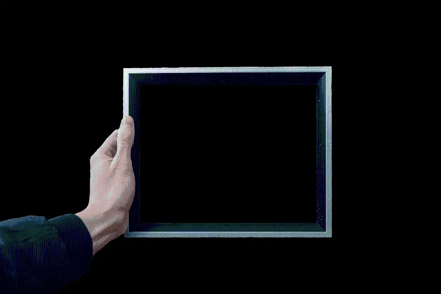 Simple horizontal photo frame image in hand with blank background suitable for photoshop