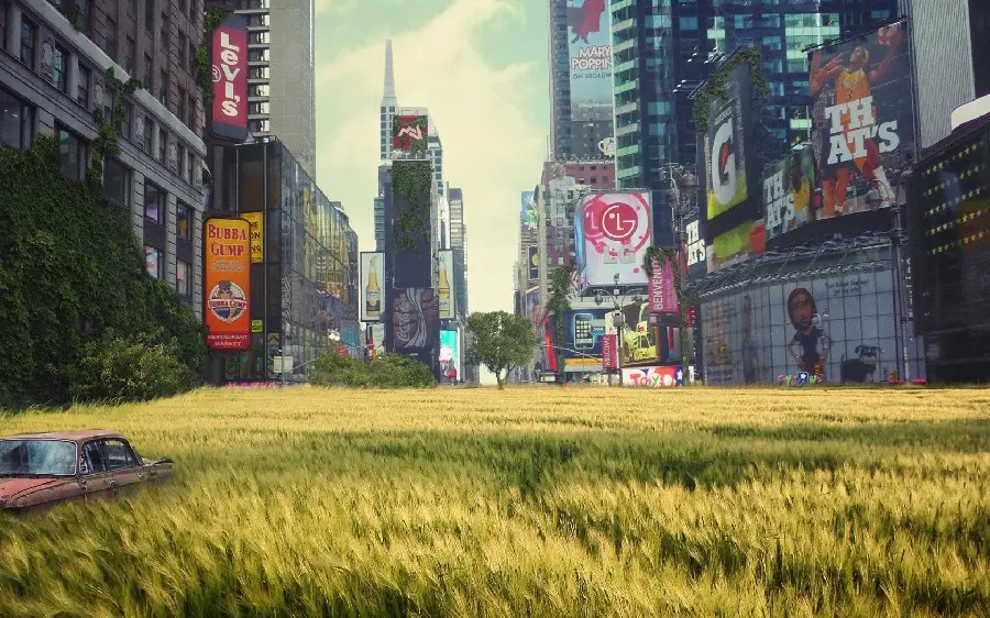 Wallpaper of an Advanced Abandoned City Empty of Humans Suitable for Research Use
