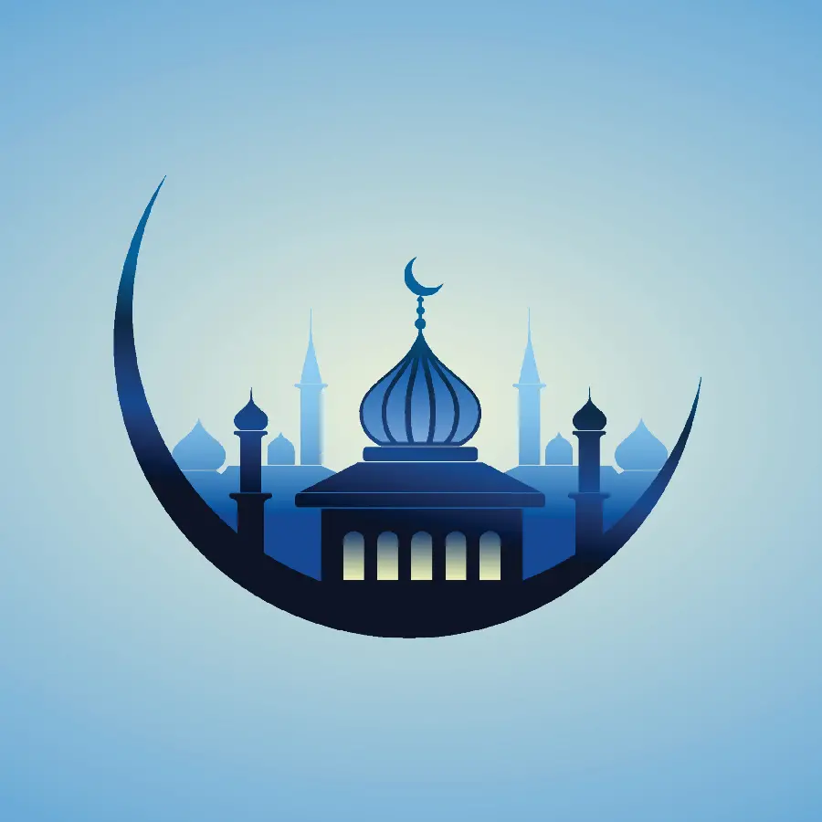 Amazing and spectacular background of the mosque on the moon in HD quality