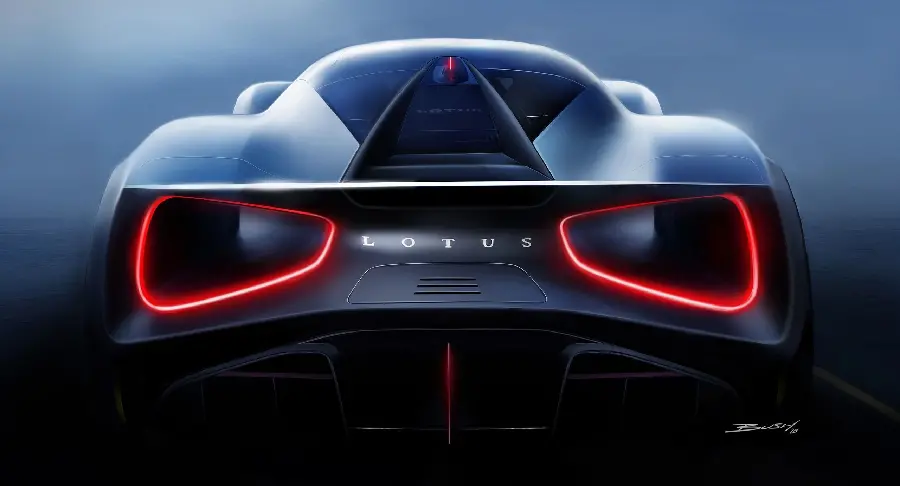 Luxury profile photo of Lotus car or lotus with modern red lights