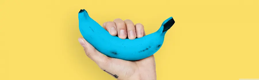 Download Cool and Fantasy Wallpaper of Blue Bananas with Yellow Background 4k