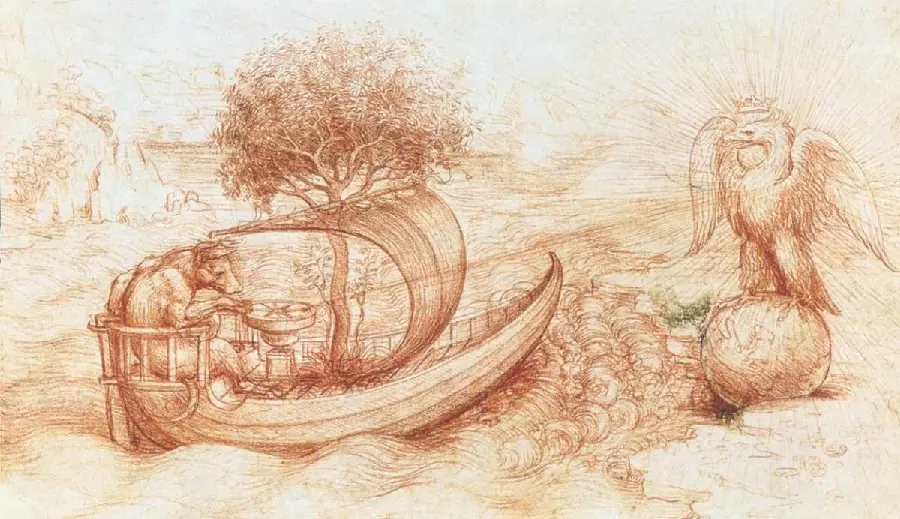 Stock image of a self-portrait painting, a masterpiece of Leonardo da Vinci