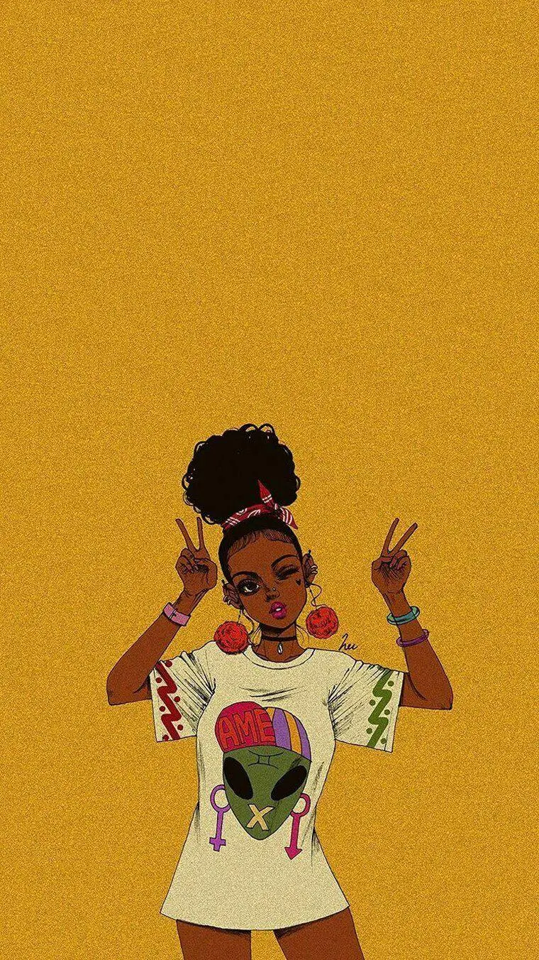 Cartoon Drawing Wallpaper Black Girl Action Figure Cool and Beautiful African Pop Art
