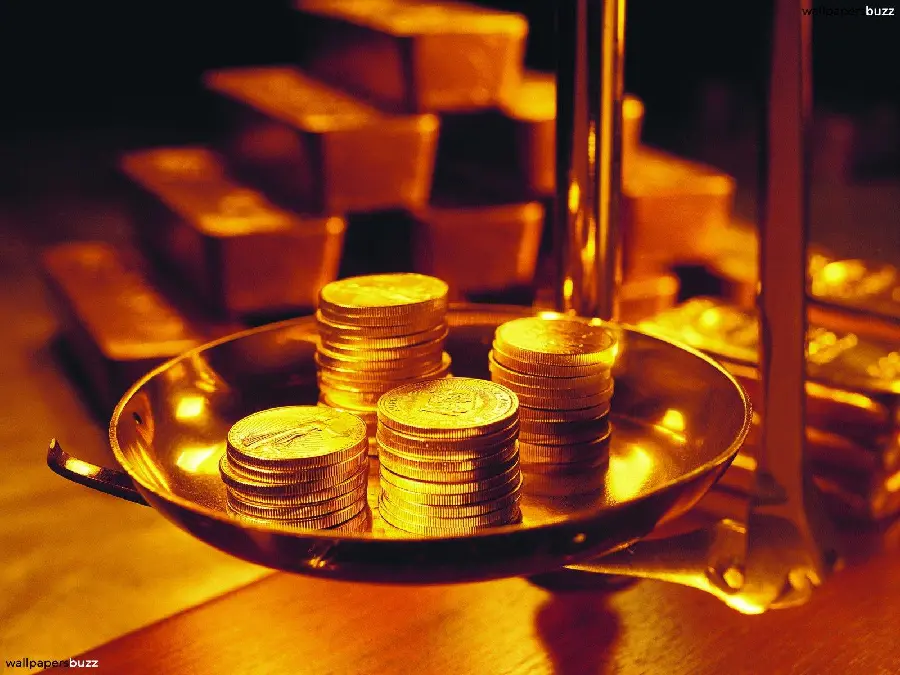 Download attractive stock image of gold coins and stacked gold bars 