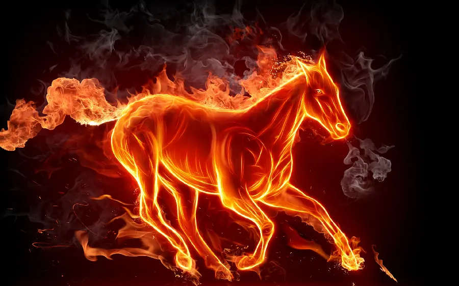 Artistic and Dreamy Fire Horse Wallpaper A Blend of Reality and Fantasy
