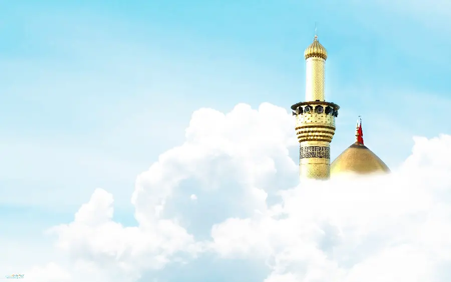 Superb dreamy religious profile of the Karbala shrine in the sky