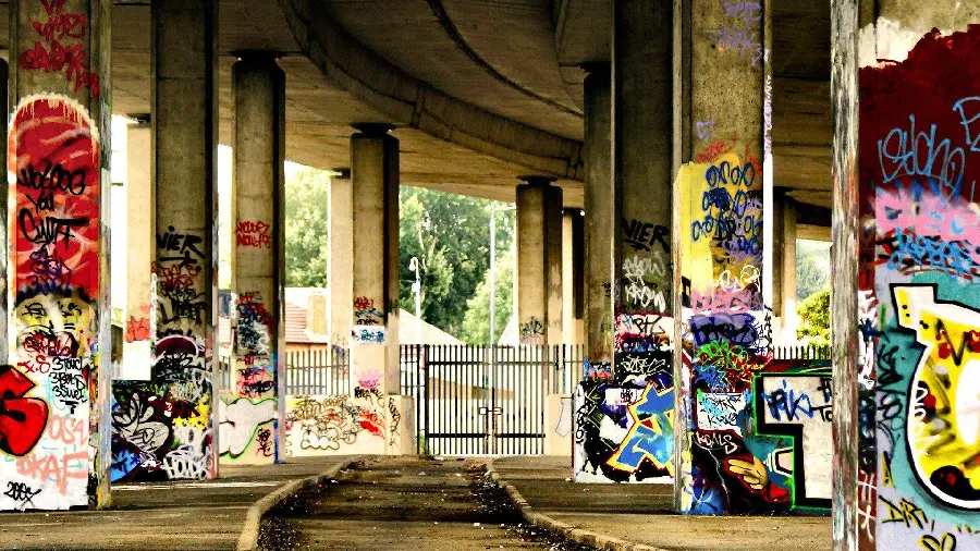 Download free image of painted walls full of memorabilia 