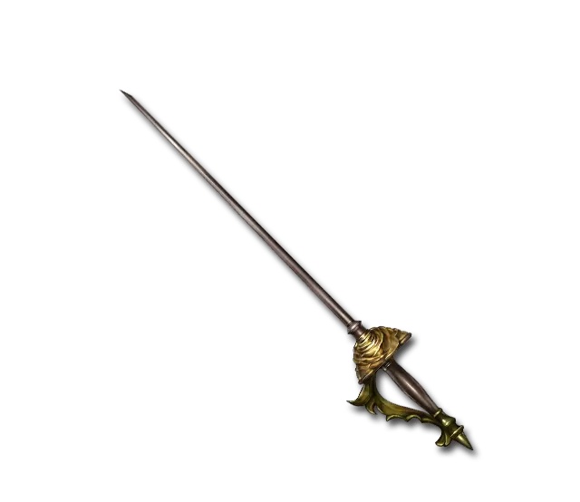 A sharp and thin sword photo with a golden metal handle in the popular png format