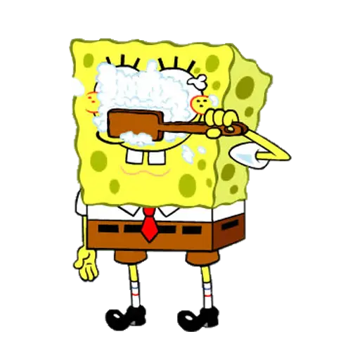 Strange vector of SpongeBob brushing his eyes in png format