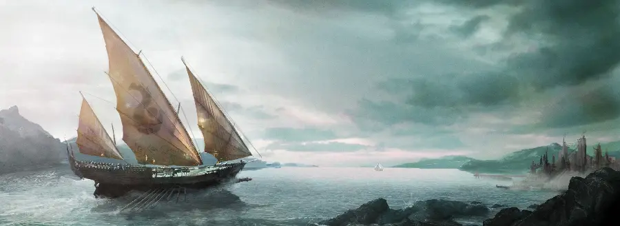 Most viewed background of a beautiful ship at sea with dreamy white sails