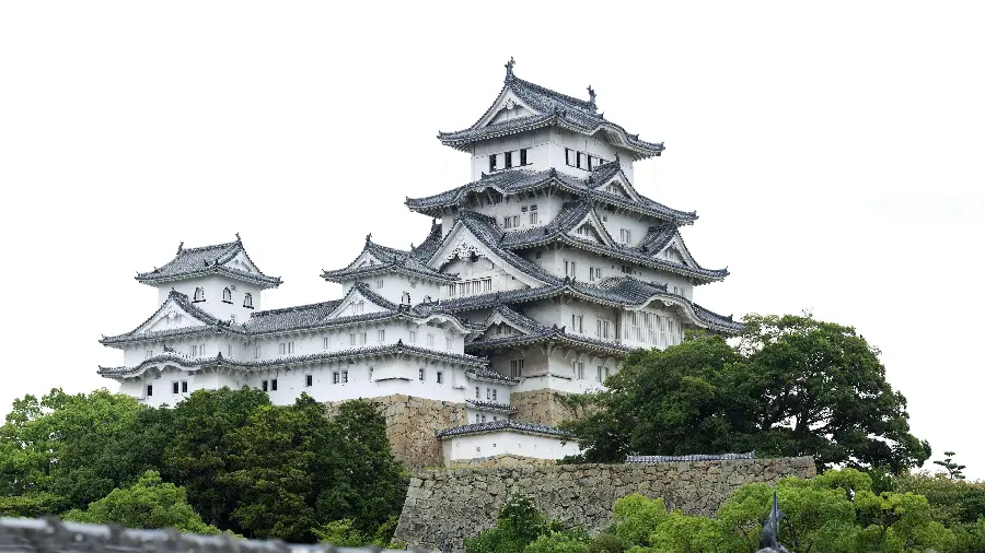 A spectacular background image of Chinese-like towers in the heart of the garden