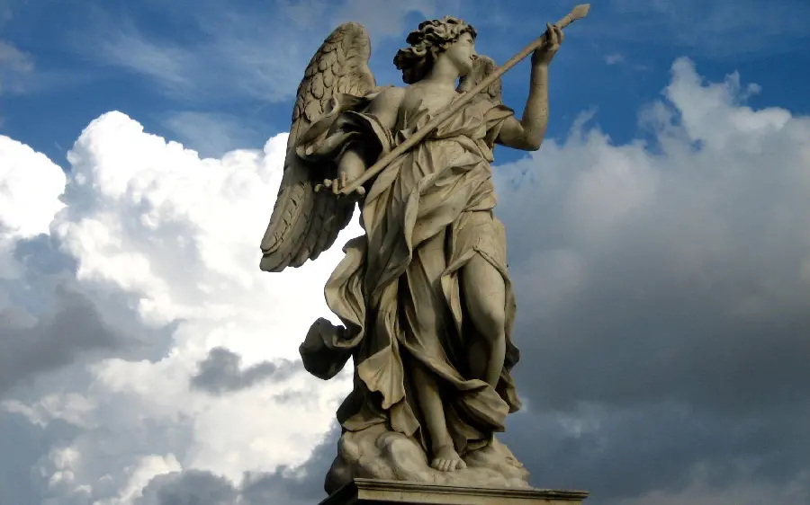 The most mysterious and professional stone statue of a winged angel design 