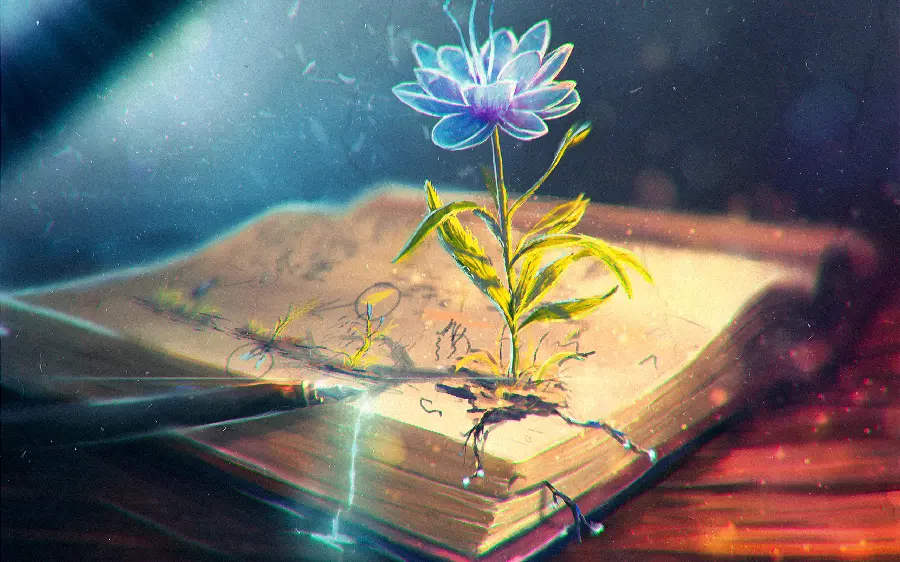Old book and flower community profile photo in fantasy fantasy style
