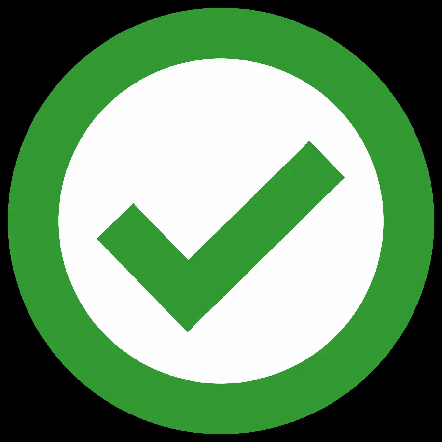 Ready photo of a green tick in a white circle for the inshot program