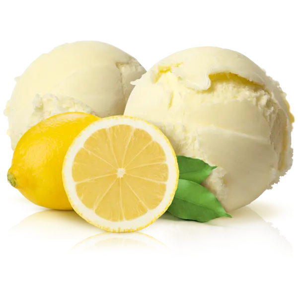 Download PNG photo of two scoops of lemon ice cream with lemon 