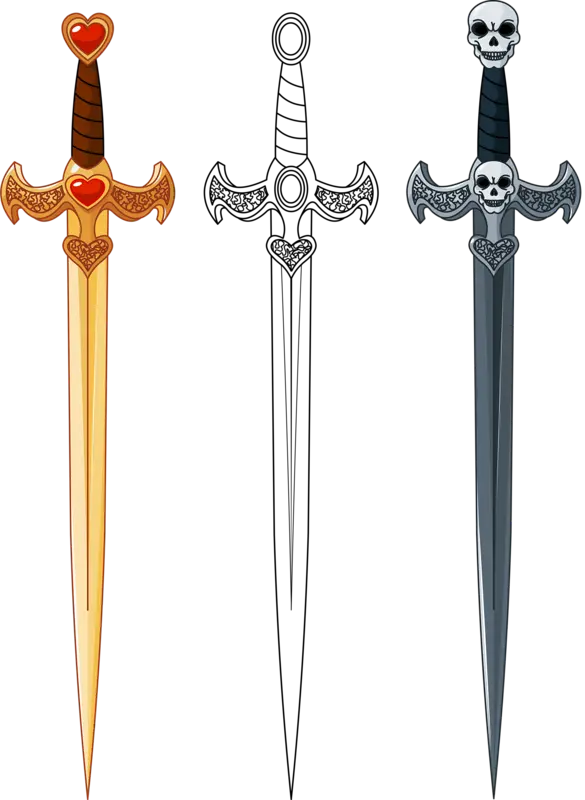 Download png of three different types of swords for free and in high quality