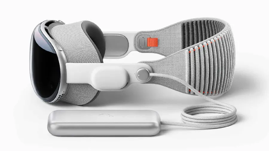 Image of the Components of the Apple Vision Mixed Reality Headset, a New Masterpiece in the Technology Industry