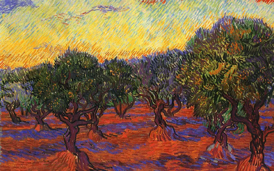 Free and high-quality download of the painting of Vincent Van Gogh's natural landscape in full HD