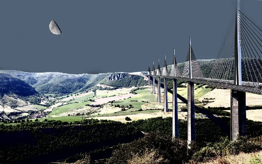 Amazing and interesting background of the very high bridge of Milo 