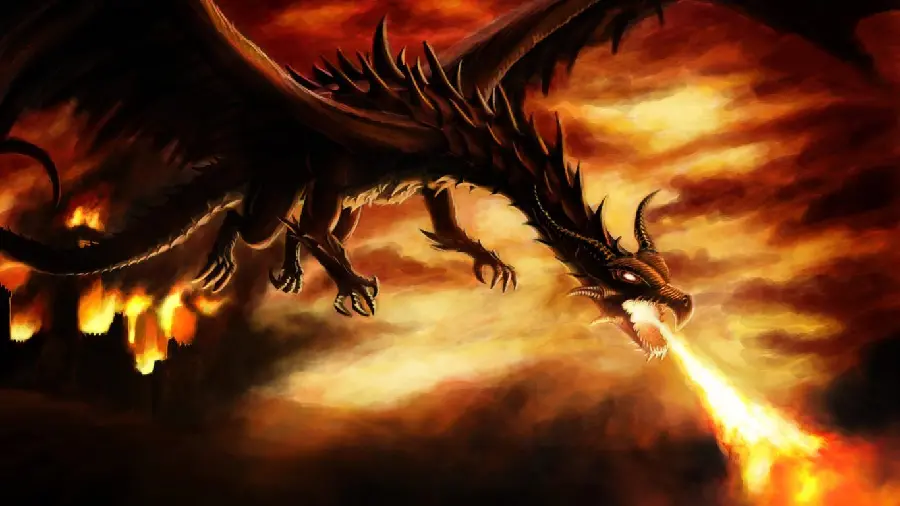 A photo of a wicked and spectacular dragon with a terrifying background for dragon fans