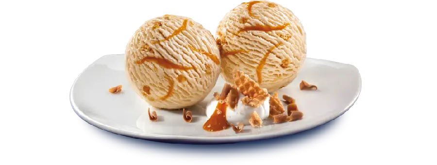 Simple PNG photo of two scoops of delicious honey ice cream 