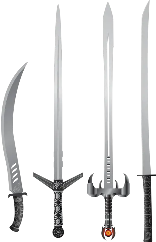 Vector of various types of war swords suitable for use in inshot and photoshop