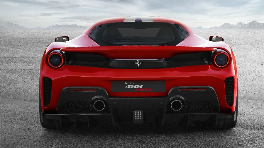 Image of the popular Ferrari 488 Spider red luxury car from the back