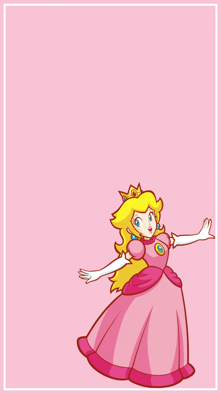The most beautiful girly background of Princess Peach cartoon for mobile phones 