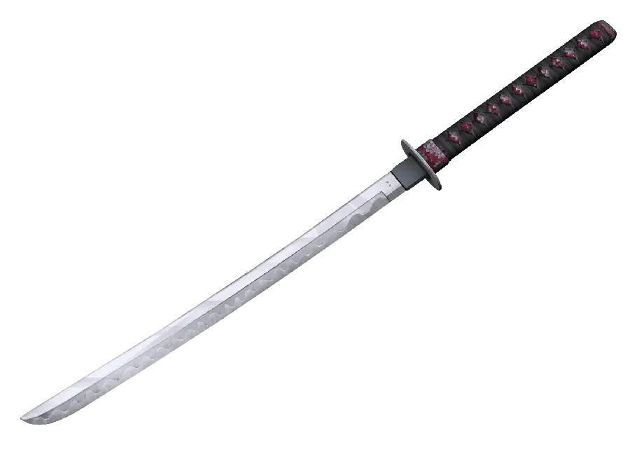 Png image of a sharp and deadly Japanese sword with a bouquet of red and black flowers