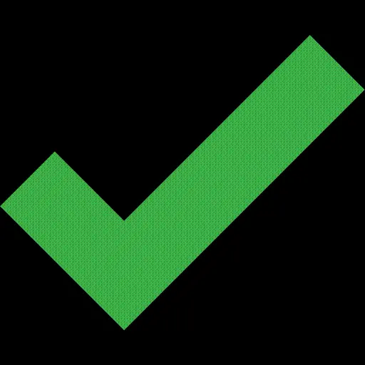 Simple green check mark icon in regular telephoto format 1402