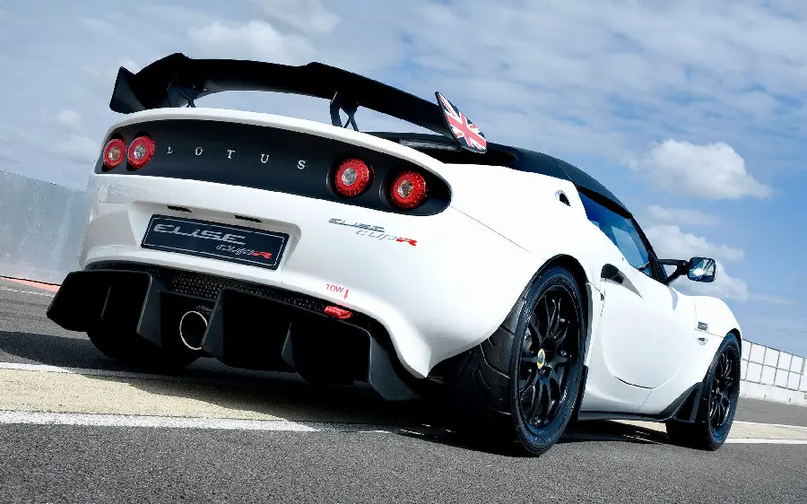 Photo of the Lotus Elise Cup R white car with ultra-advanced features