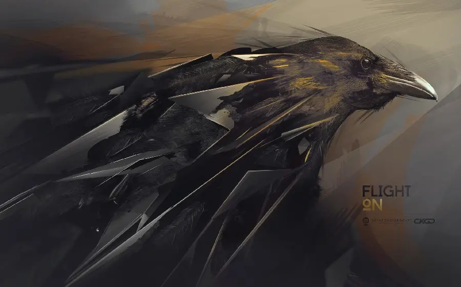 Artistic background design of an imaginary natural landscape of an eagle in the heights titled flight on an artwork