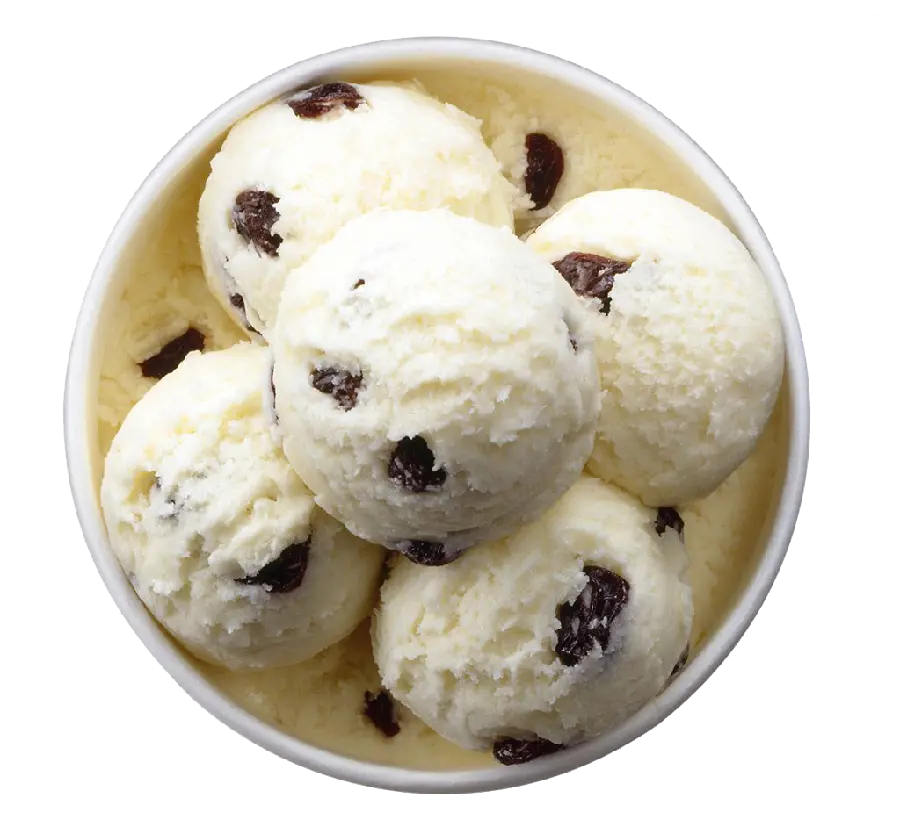 PNG image of a container full of vanilla cocoa scoops of ice cream