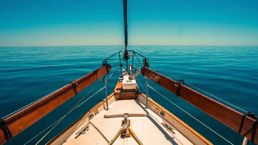 A photo suitable for a story from the view inside a ship on the endless sea