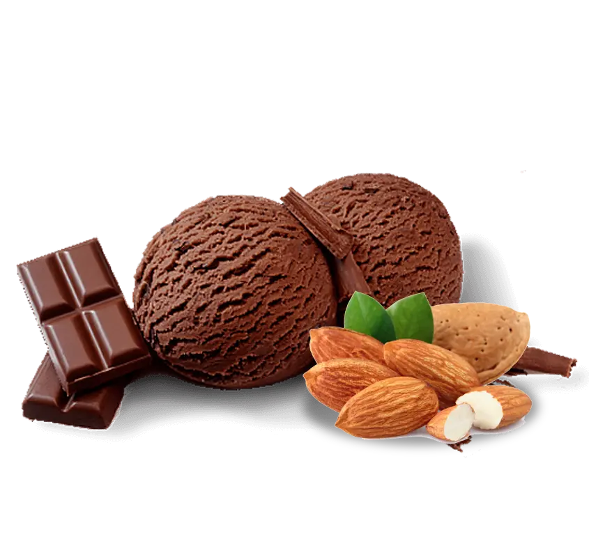 Photo of the most delicious ice cream in the world, cocoa ice cream with almonds 