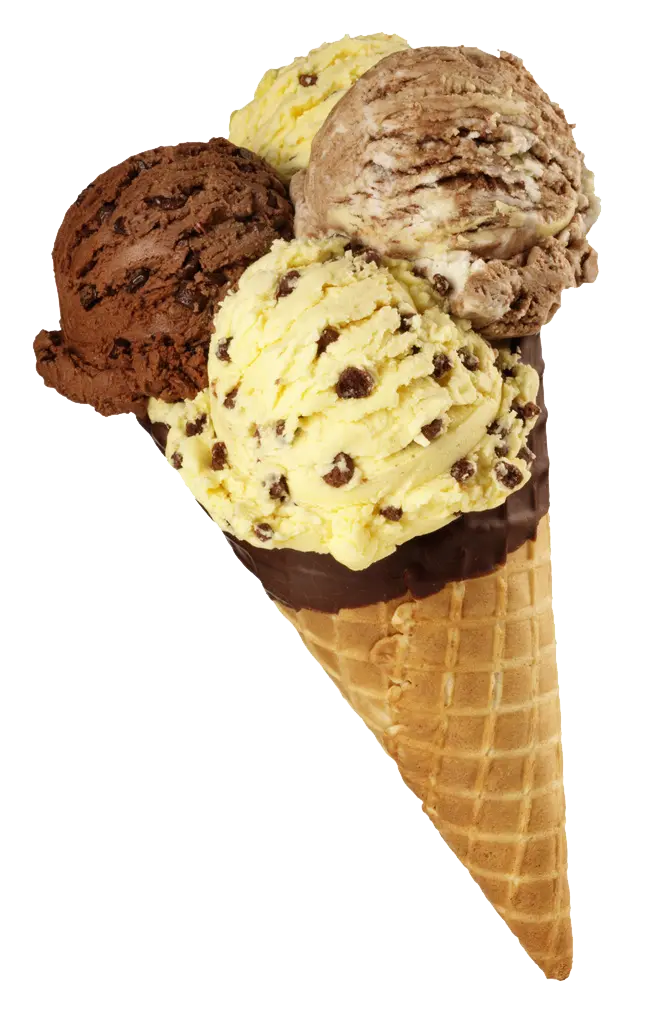 Free PNG image of a multi-scoop ice cream cone cut out 