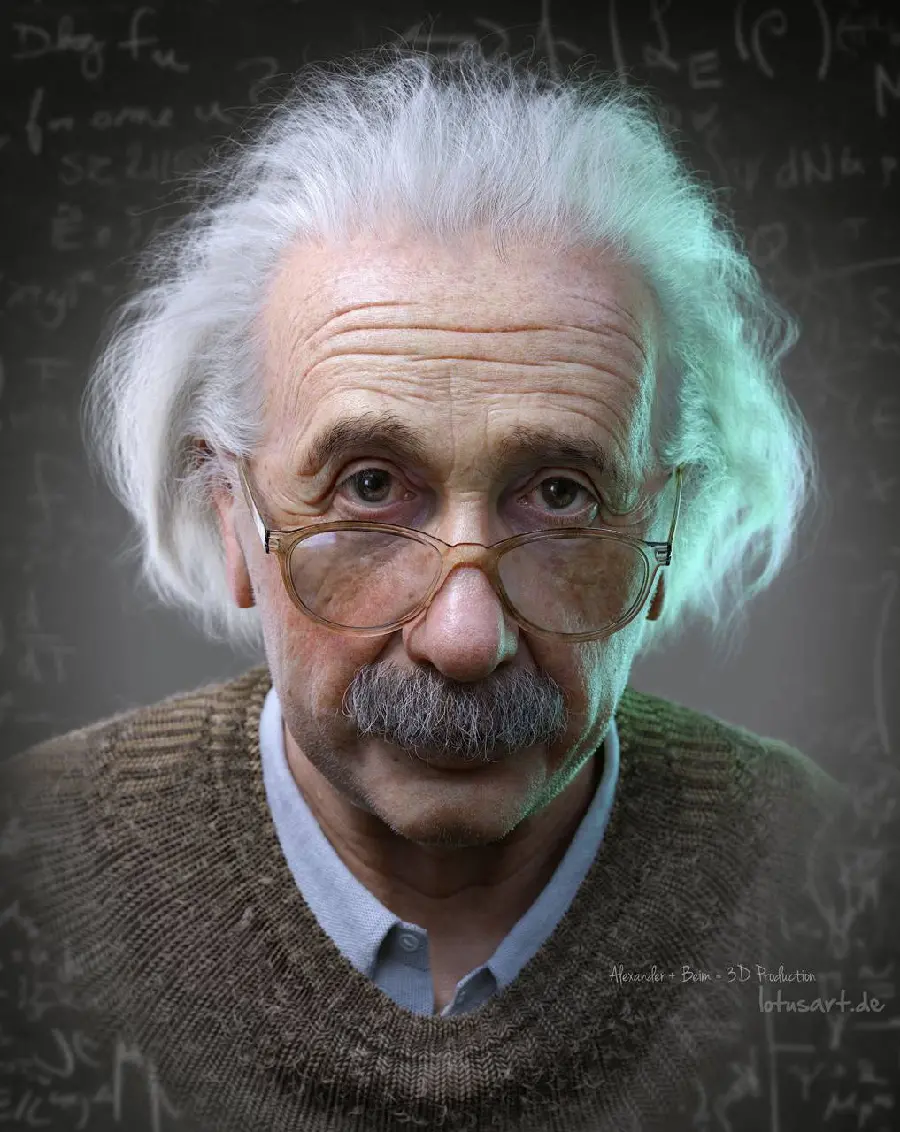 A beautiful and unique background of the 20th century figure Albert Einstein
