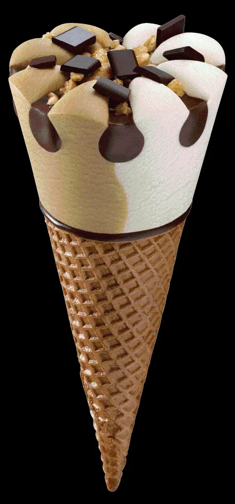 Download Real photo of ice cream cone decorated with cocoa png