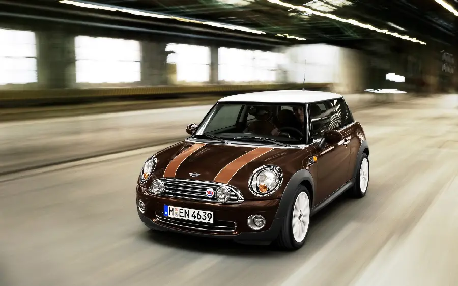 A stylish and classic background of a small brown car