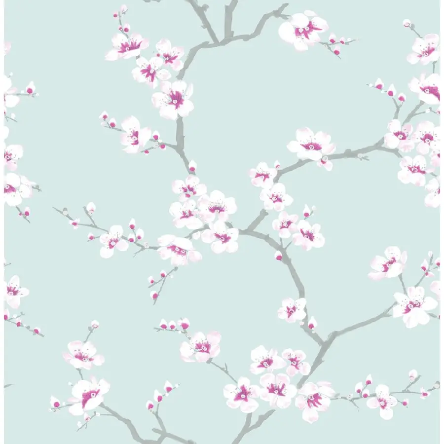 Painted profile photo of cute apple blossoms with a blue-green background