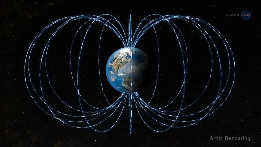 Image of the Earth's poles and magnetic field with the highest quality 