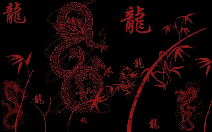 Luxury 8K Dragon Laptop Red Black Wallpaper