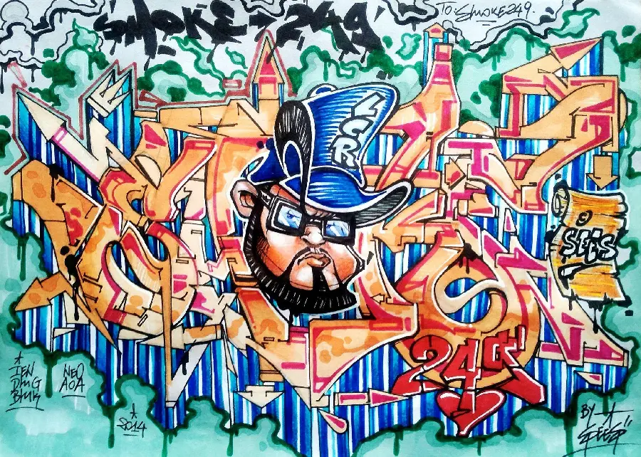 Fantasy and cartoon profile photo of graffiti-style murals