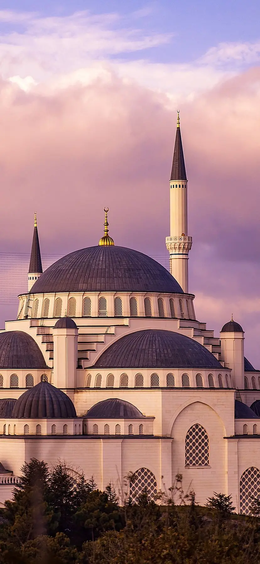 Unique and special photo of Islamic mosque with round roof 