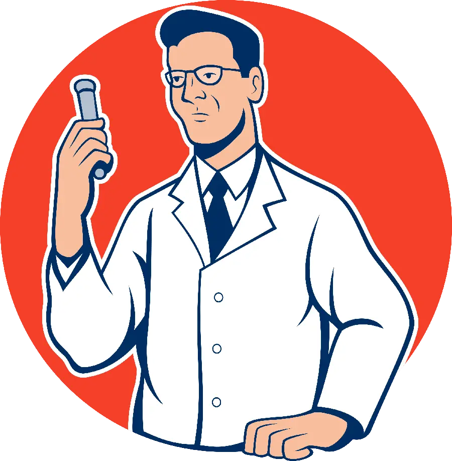 Free telegraphed graphic image of chemist in PNG format
