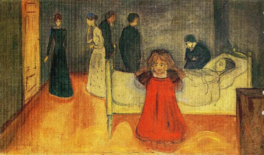 Photo of an artistic and sad painting by Edvard Munch