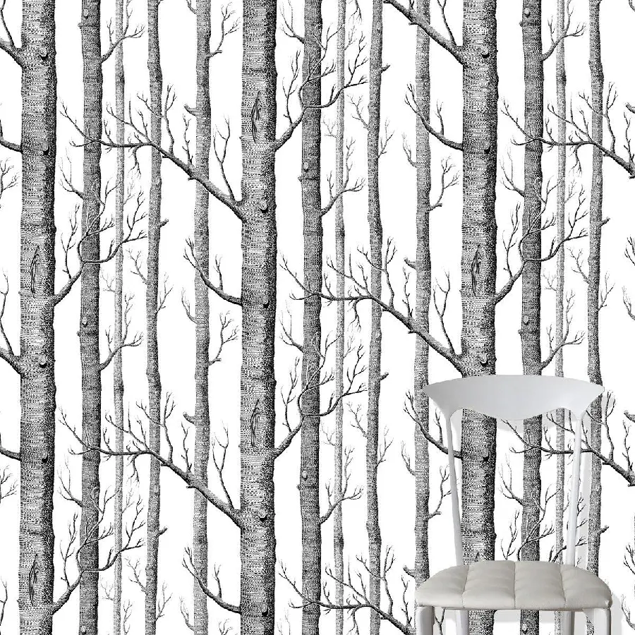 Black and white vector image with a special design of tree trunks