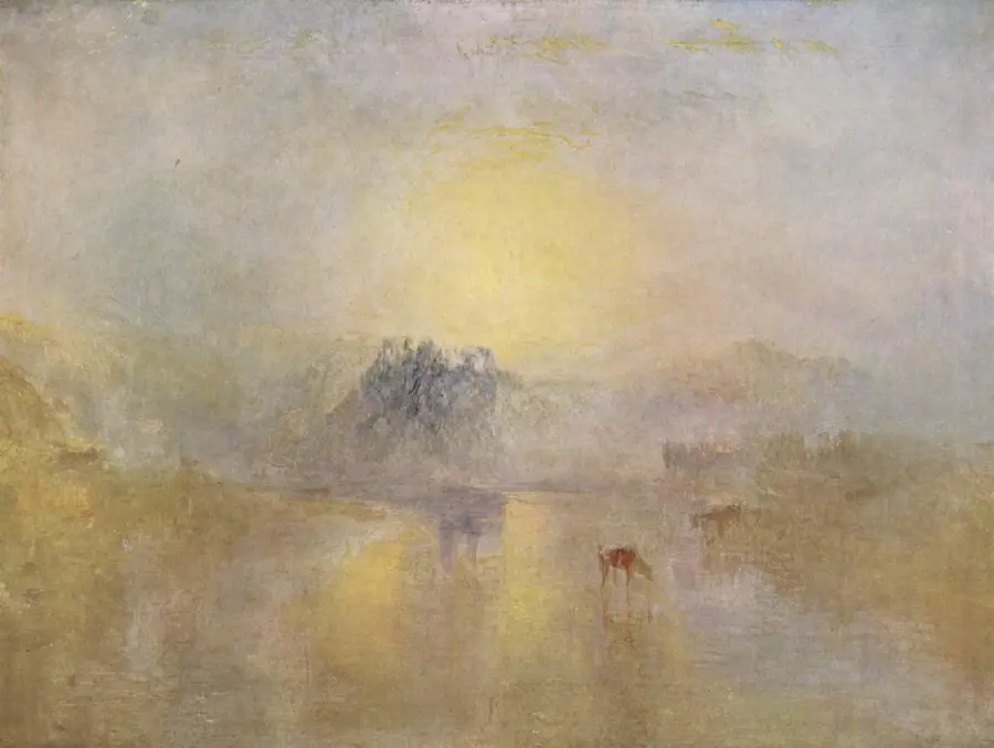 A photo of an interesting and blurry and conceptual painting by the famous English painter William Turner